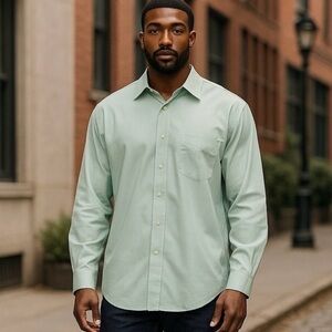 Joseph Abboud Men's Light Green XL Dress Shirt Long Sleeves Regular Fit Non-Iron